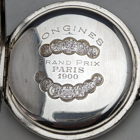 1905年頃 アンティーク ロンジン 懐中時計 エナメル装飾 銀側ケース 動作良好